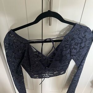 NWT Navy Lace Mesh Crop Top